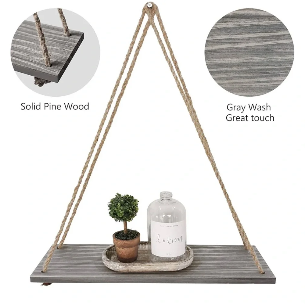 Set of Rustic Hanging Floating Shelves